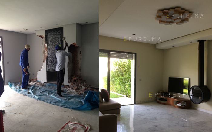 Installation cheminée poêle a bois Rocal D7